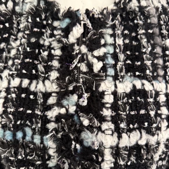 Chanel Classic Collarless Zipper Tweed Black Plaid ARTIC Jacket Blazer - Picture 4 of 16